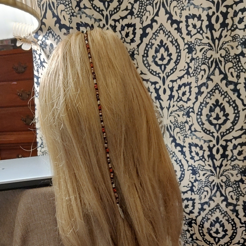 Beaded Hair Accent with Mixed Earth Tones